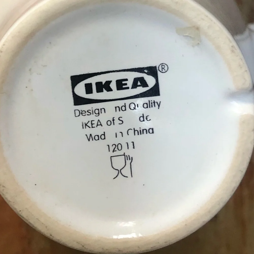 Set of 2 IKEA Dinera Coffee Mugs Tea Cups White Size 12oz